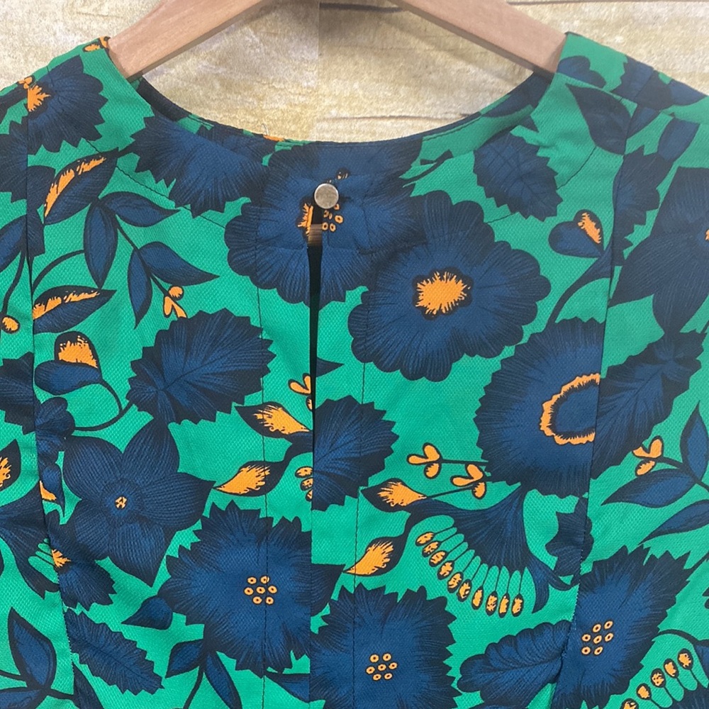 Vibrant mod 60s dress green and navy size large - Picture 8 of 10